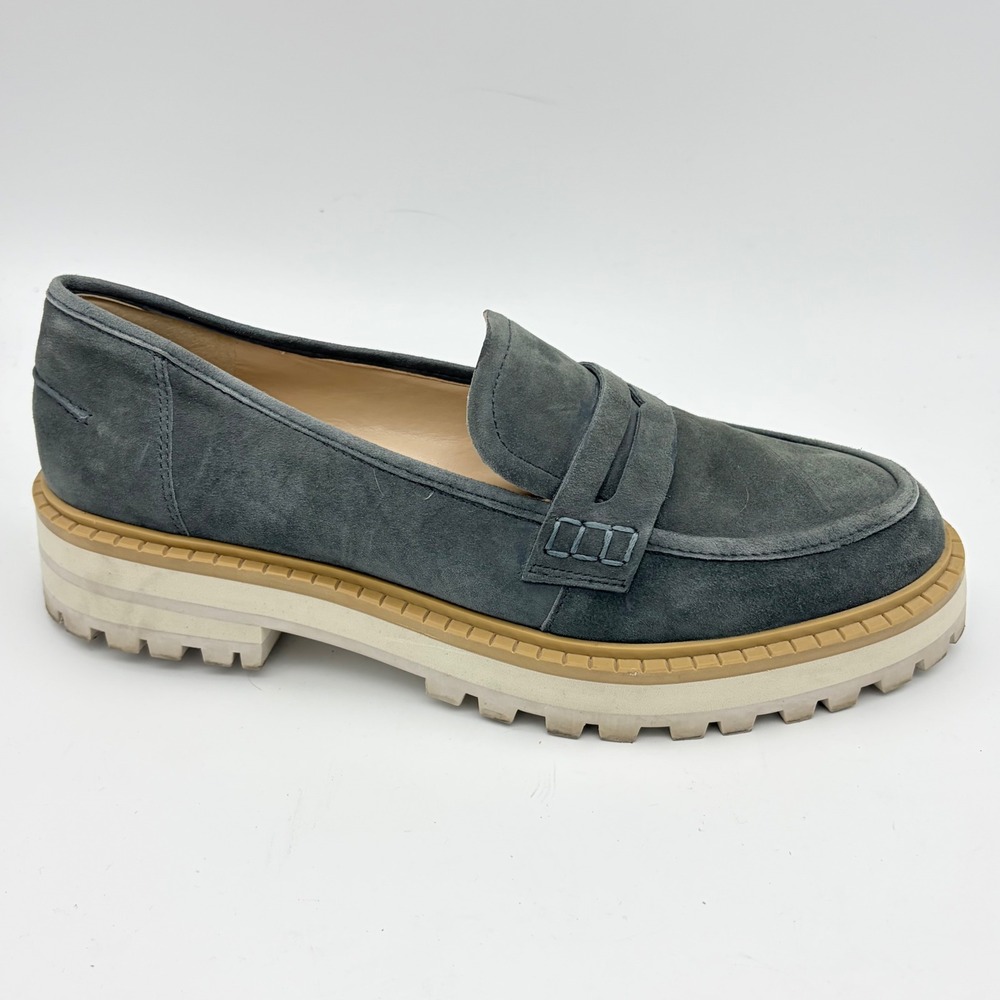 Vince Camuto Lt Green/Sage‎ Suede Platform Lug Sole Penny Loafers Womens 8.5M 39 - Picture 7 of 9